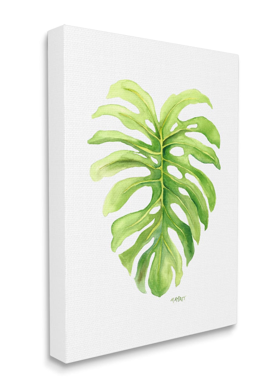 Stupell Industries Monstera Leaf Tropical Plant Over White Canvas Wall Art
